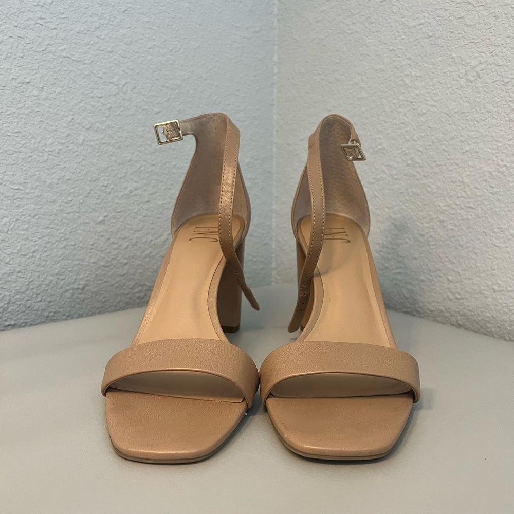NWOT INC Women's Lexini Two-Piece Sandals Leather Beige Size 8.5 - Picture 6 of 10